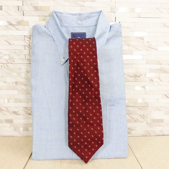 Shirt's Plaza Other - SHIRT'S PLAZA Men's Red Burgundy Geometric Diamond Necktie 100% Silk Neck Tie